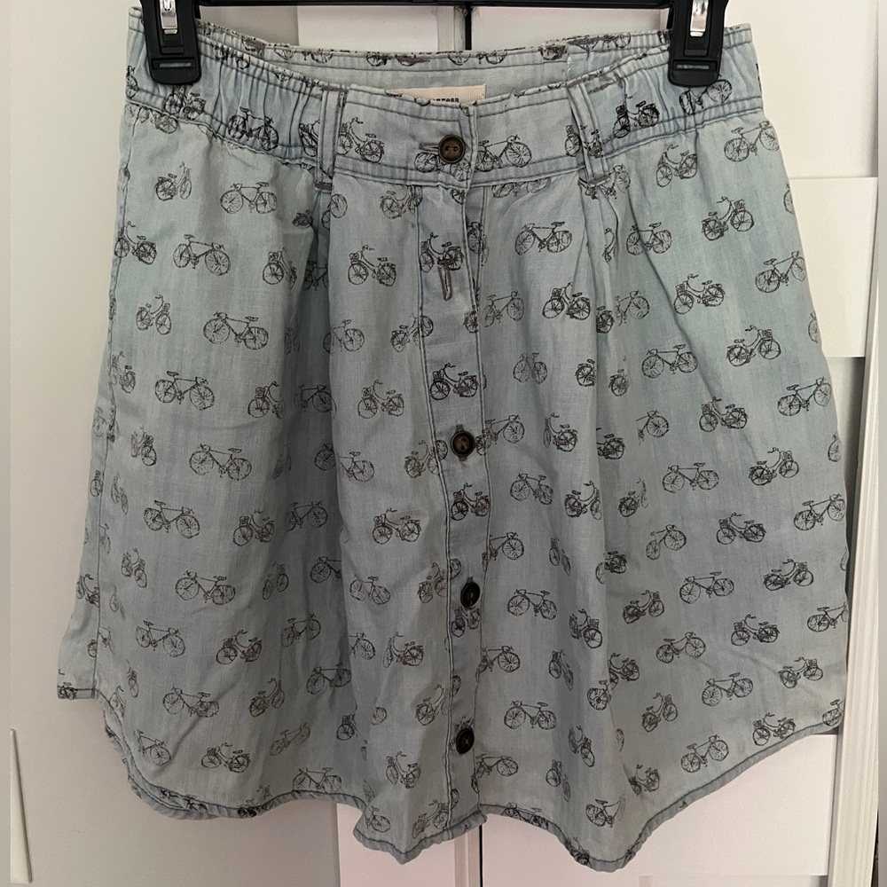 blue bicycle printed skirt